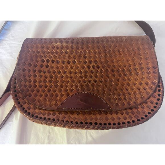 Vintage handmade, Brown leather crossbody bag - Picture 14 of 16